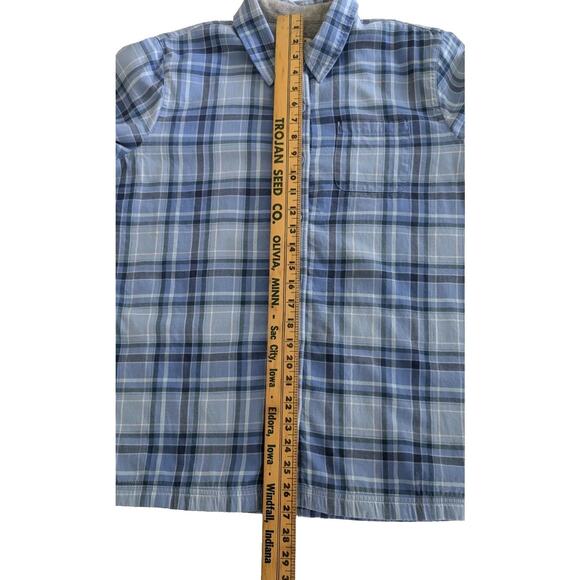 L.L.Bean Men’s M Fleece Lined Flannel Shirt Blue Plaid Button Front Long Sleeve - Picture 11 of 14
